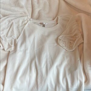 Banana Republic Cream Top with Puff Sleeves
